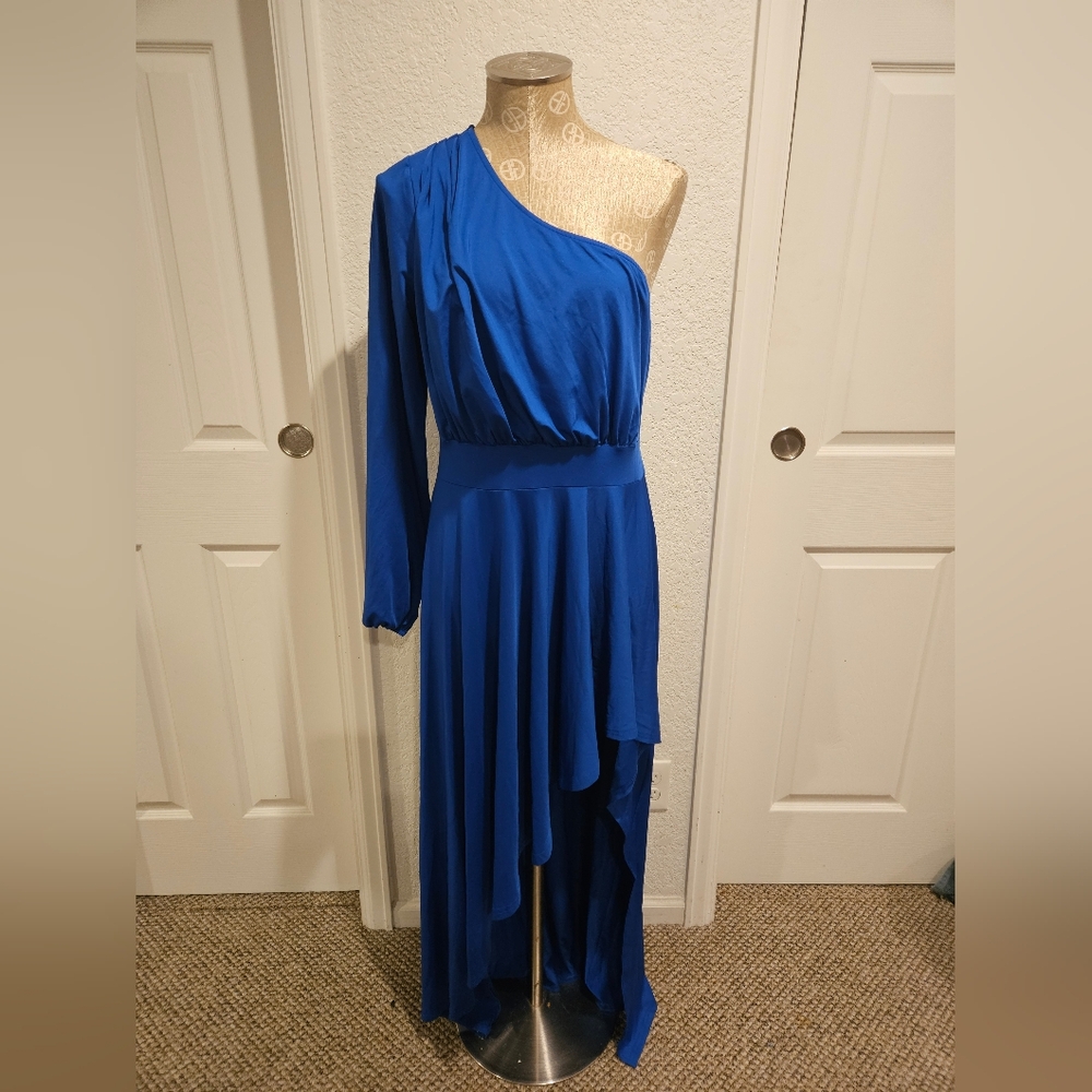 Chic One-Shoulder Blue Dress